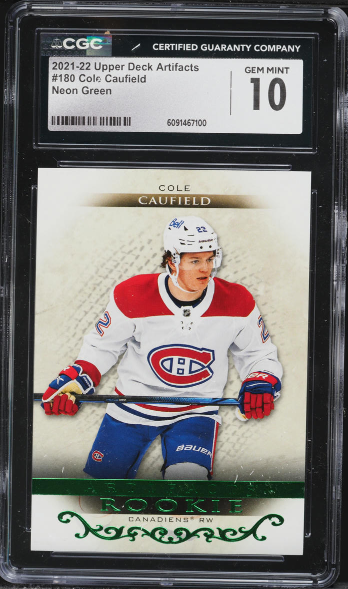 2021 Upper Deck Artifacts Neon Green Cole Caufield ROOKIE #180 CGC 10 GEM MINT
