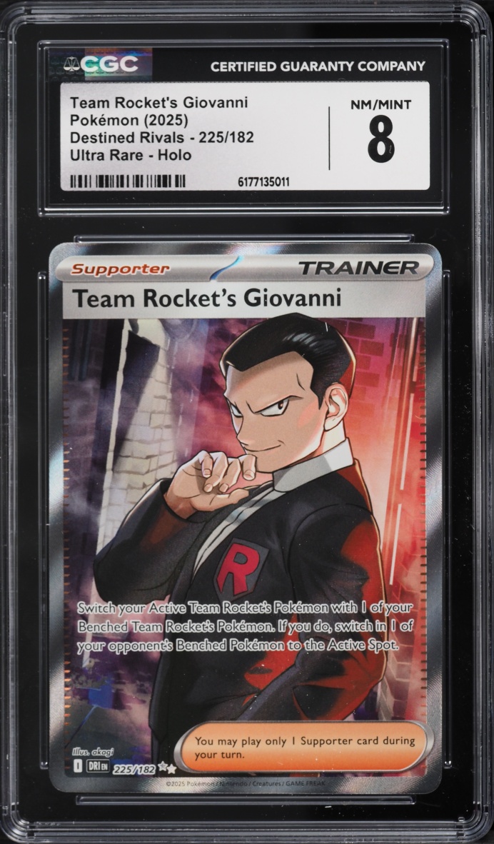 2025 Pokemon Scarlet & Violet Destined Rivals Full Art Team Rocket's Giovanni #225 CGC 8 NM-MT