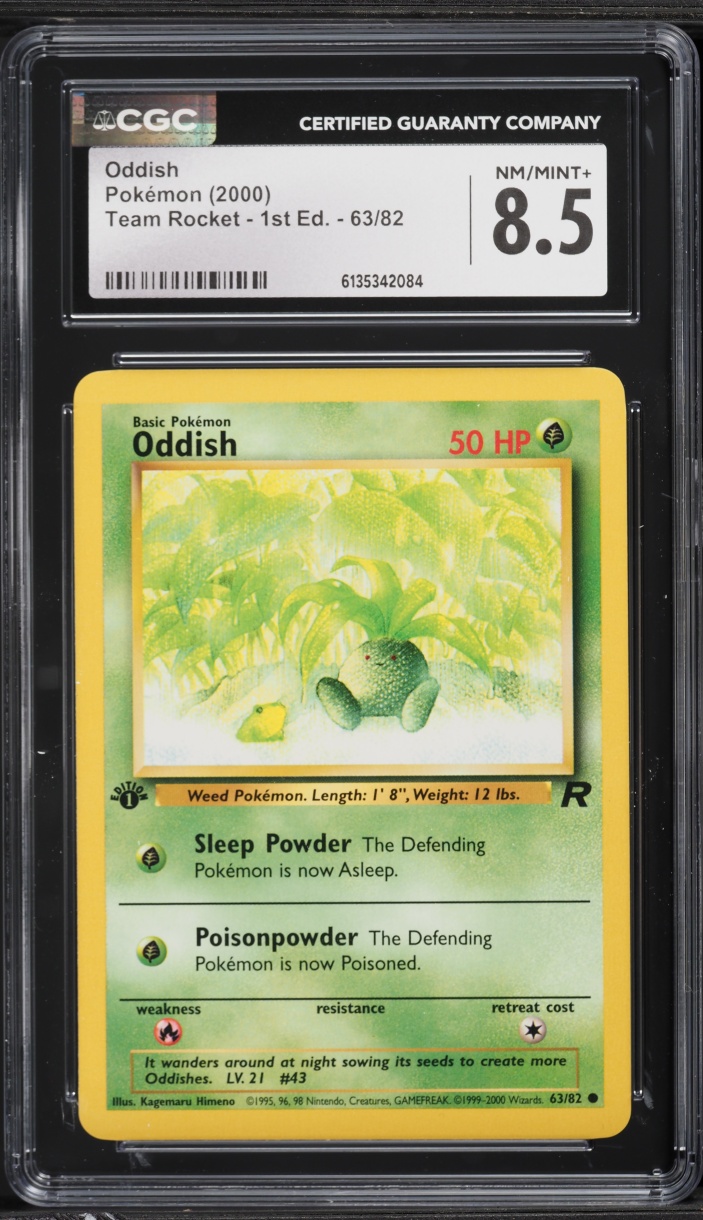2000 Pokemon Team Rocket 1st Edition Oddish #63 CGC 8.5 NM-MT+