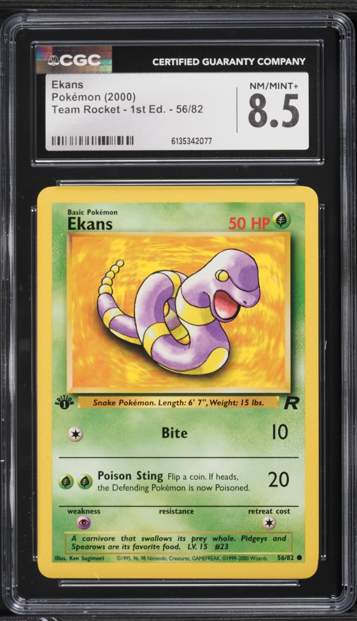 2000 Pokemon Team Rocket 1st Edition Ekans #56 CGC 8.5 NM-MT+