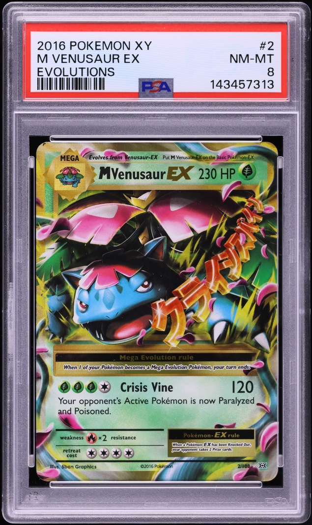 2016 Pokemon XY Evolutions Holo M Venusaur EX #2 PSA 8 NM-MT
