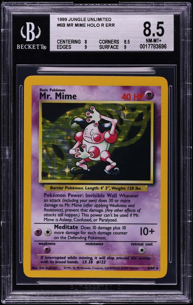 1999 Pokemon Jungle Holo Mr. Mime #6 BGS 8.5 NM-MT+