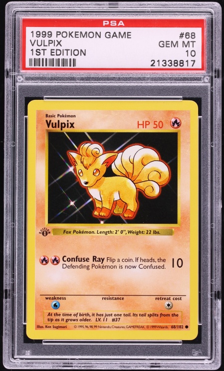 1999 Pokemon Base Set Shadowless 1st Edition Vulpix #68 PSA 10 GEM MINT