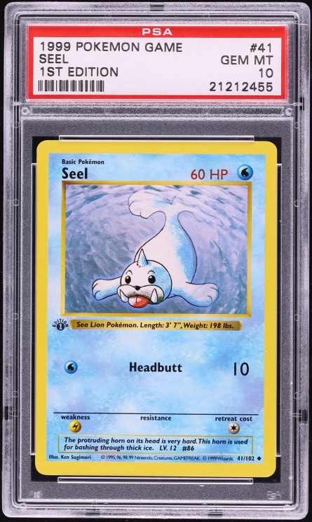 1999 Pokemon Base Set Shadowless 1st Edition Seel #41 PSA 10 GEM MINT