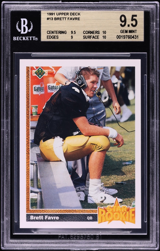 1991 Upper Deck Football Brett Favre ROOKIE #13 BGS 9.5 GEM MINT