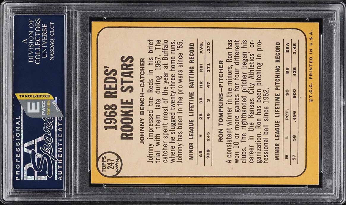 1968 Topps Johnny Bench ROOKIE #247 PSA 8 NM-MT