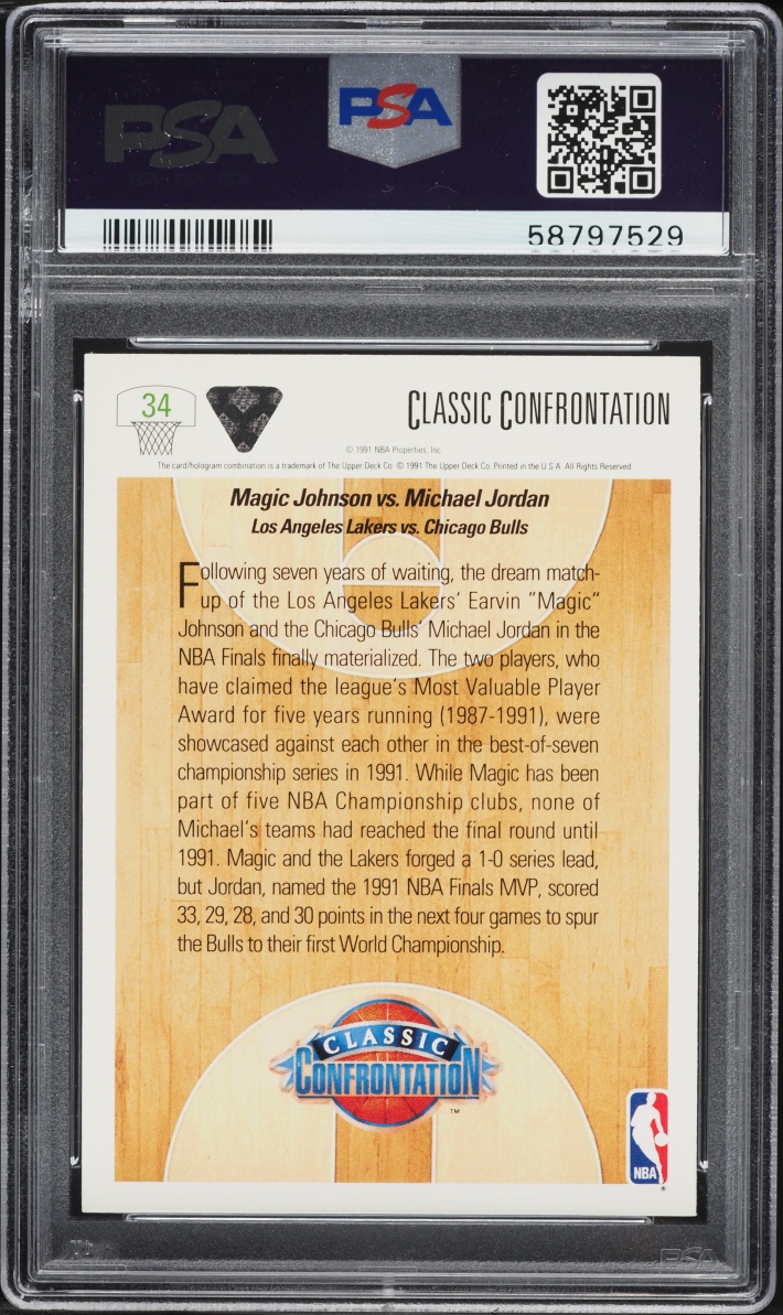 1991 Upper Deck Basketball Magic Johnson VS Michael Jordan #34 PSA 9 MINT