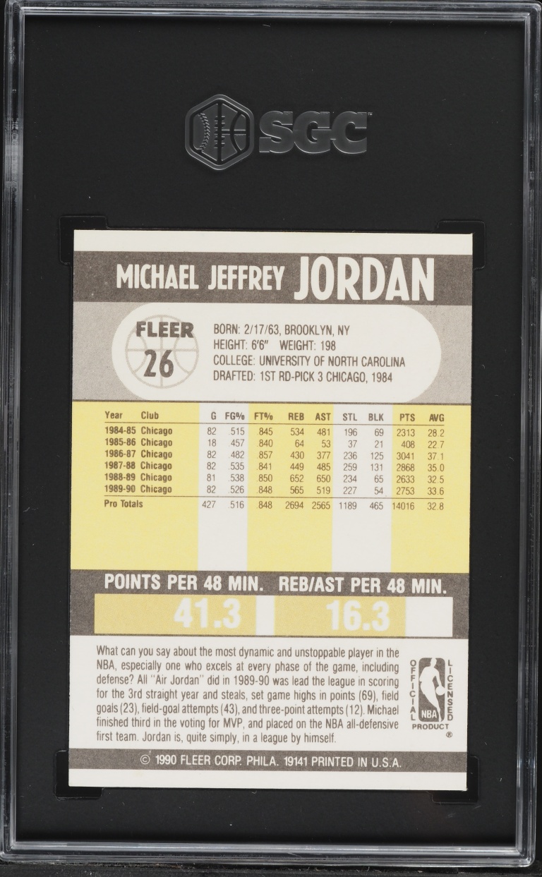 1990 Fleer Basketball Michael Jordan #26 SGC 8.5 NM-MT+
