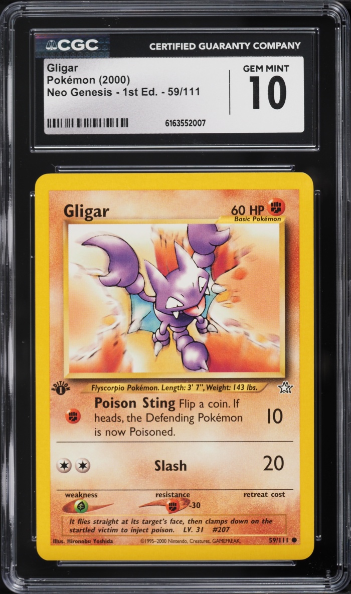 2000 Pokemon Neo Genesis 1st Edition Gligar #59 CGC 10 GEM MINT