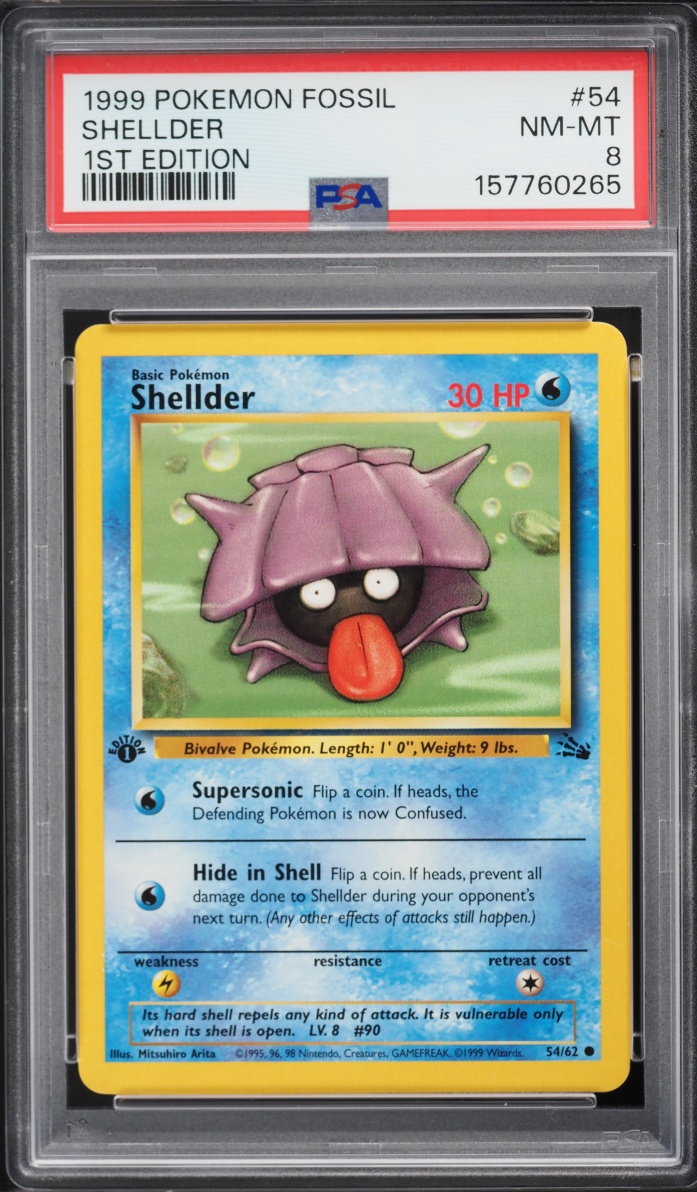 1999 Pokemon Fossil 1st Edition Shellder #54 PSA 8 NM-MT