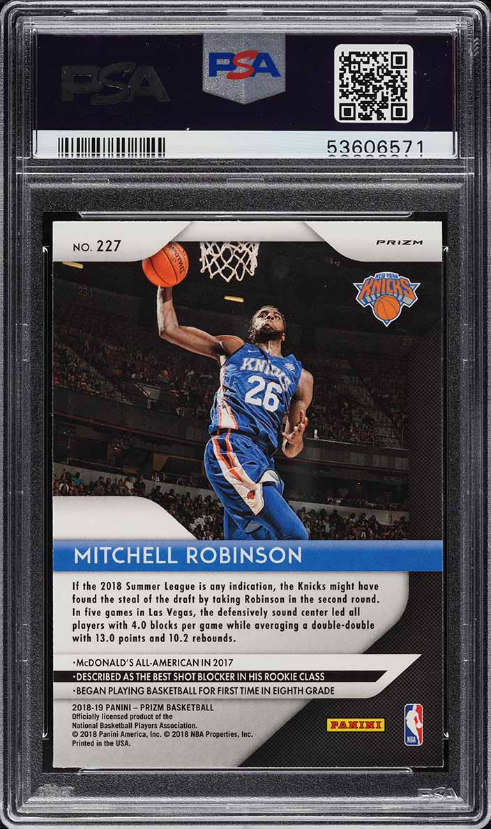 2018 Panini Prizm Silver Mitchell Robinson ROOKIE #227 PSA 10 GEM MINT