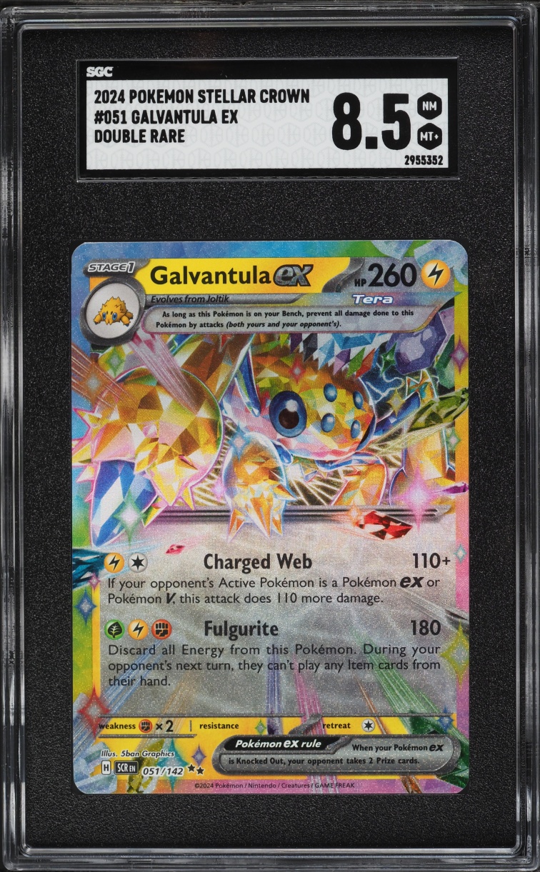 2024 Pokemon Scarlet & Violet Stellar Crown Holo Galvantula ex #051 SGC 8.5 NM-MT+