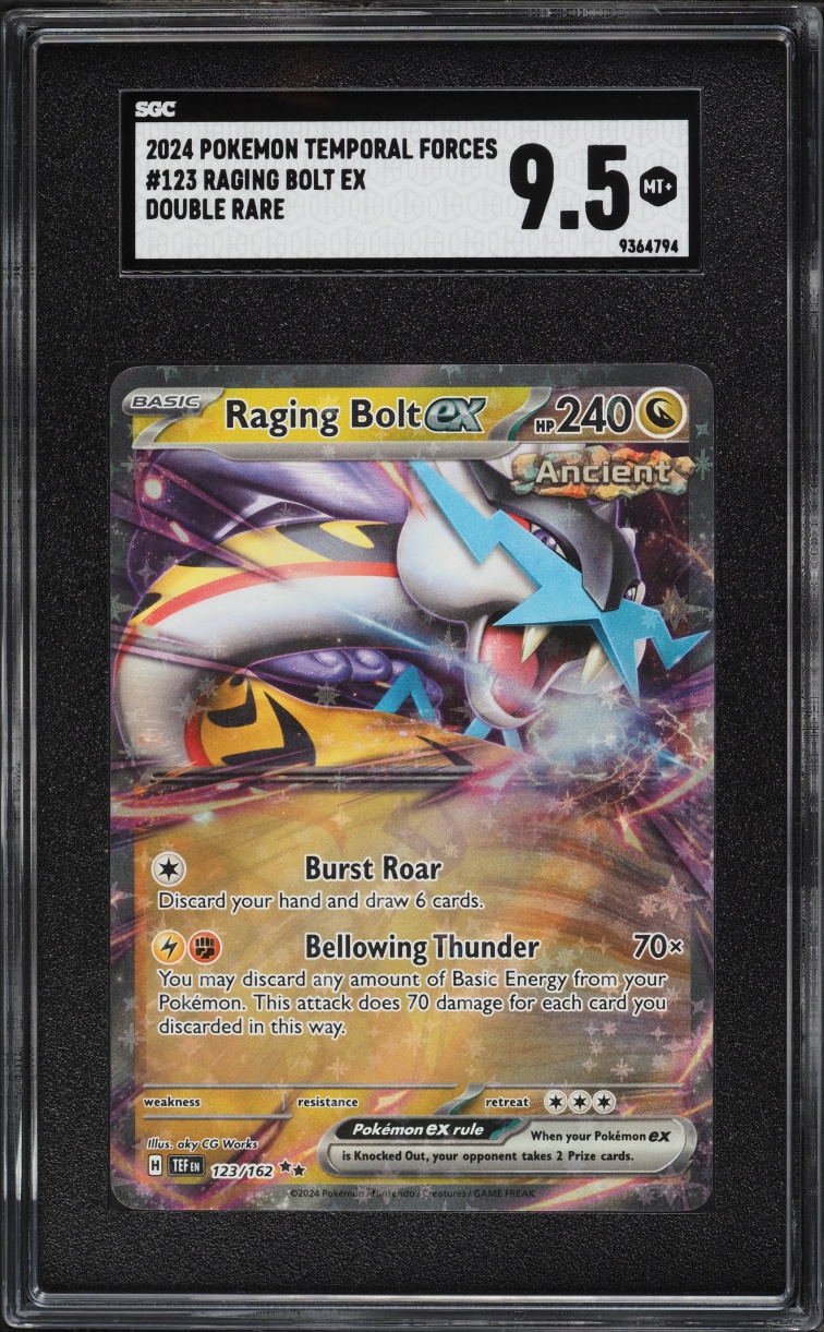 2024 Pokemon Scarlet & Violet Temporal Forces Raging Bolt Ex #123 SGC 9.5 MINT+