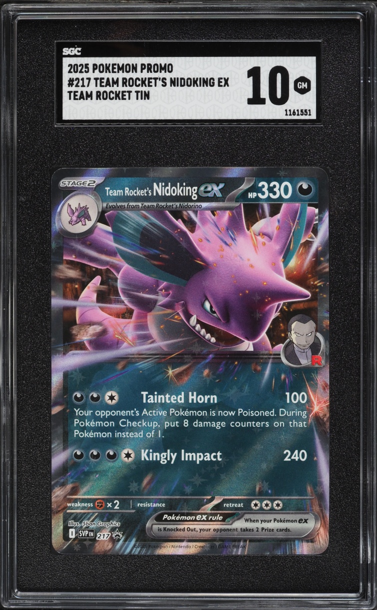 2025 Pokemon Scarlet & Violet Promo Team Rocket Tin Team Rocket's Nidoking Ex #217 SGC 10 GEM