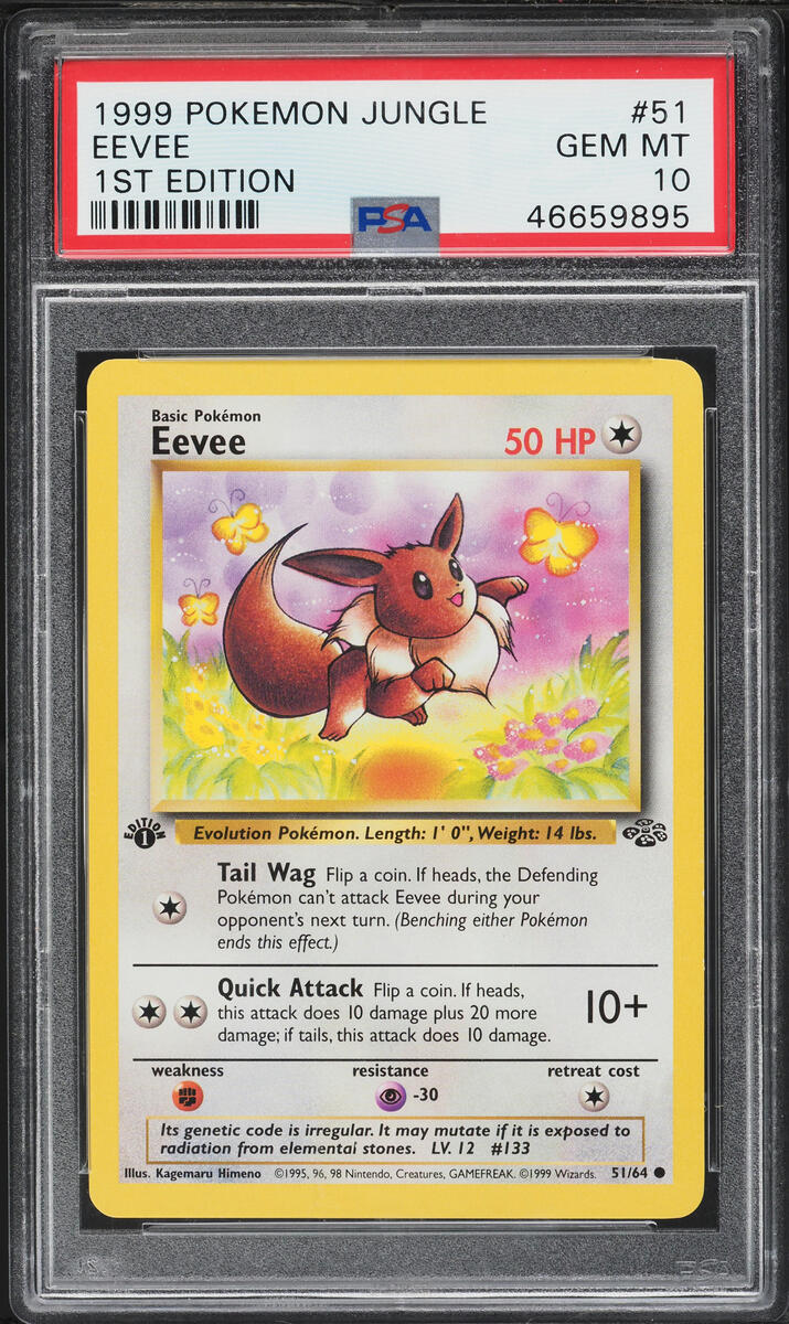 1999 Pokemon Jungle 1st Edition Eevee #51 PSA 10 GEM MINT