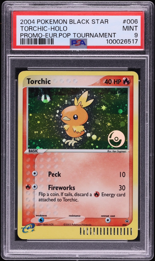 2004 Pokemon Black Star Promo European Pop Tournament Holo Torchic #6 PSA 9 MINT