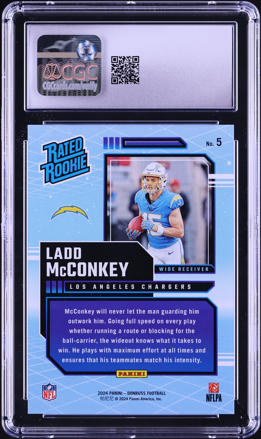 2024 Donruss Retro Ladd McConkey ROOKIE #5 CGC 6 EXMT