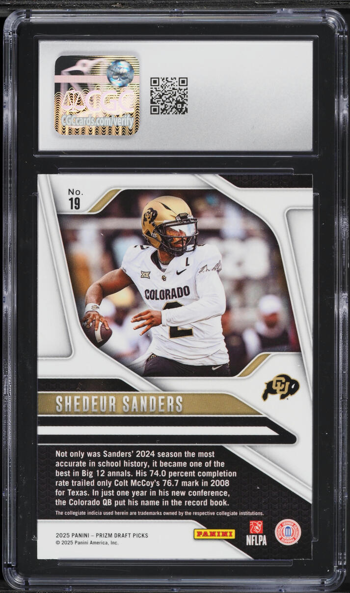 2025 Panini Prizm Draft Picks Shedeur Sanders ROOKIE #19 CGC 9 MINT
