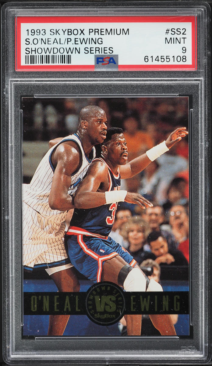 1993 Skybox Premium Showdown Series Shaquille O'Neal Patrick Ewing #SS2 PSA 9