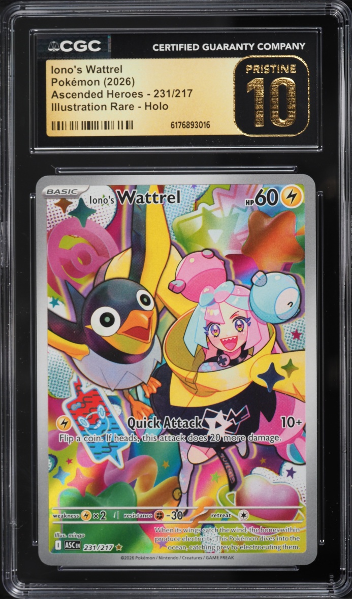 2026 Pokemon Mega Evolution Ascended Heroes IR Iono's Wattrel #231 CGC 10 PRISTINE