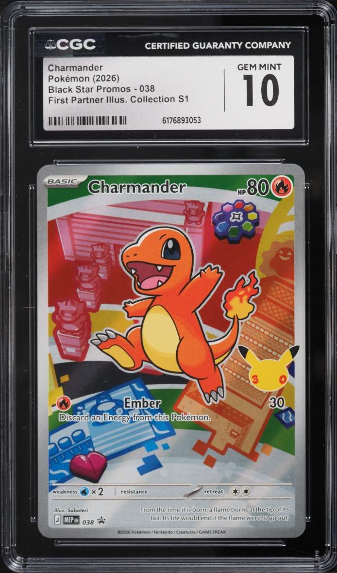 2026 Pokemon Mega Evolution Promo First Partner Illustration S1 Full Art Charmander #38 CGC 10