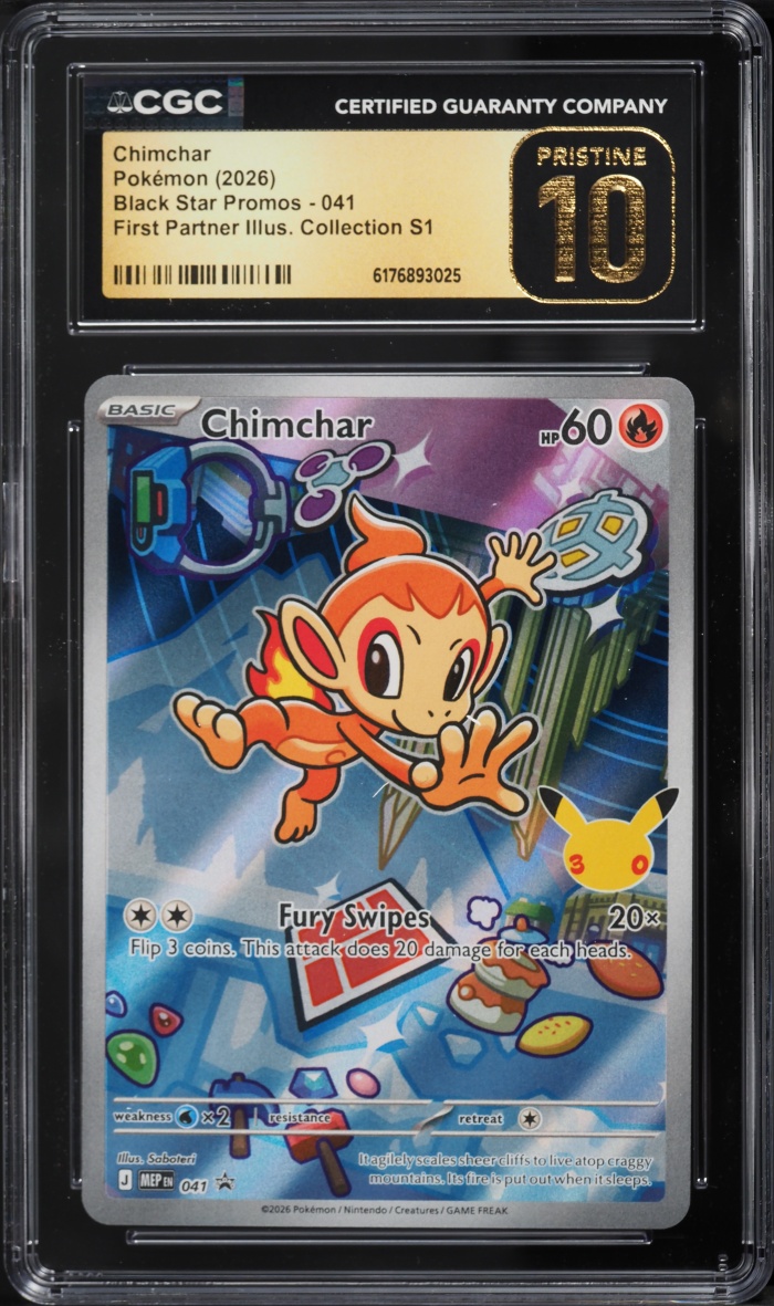 2026 Pokemon Mega Promo First Partner Illustration Full Art Chimchar #41 CGC 10 PRISTINE