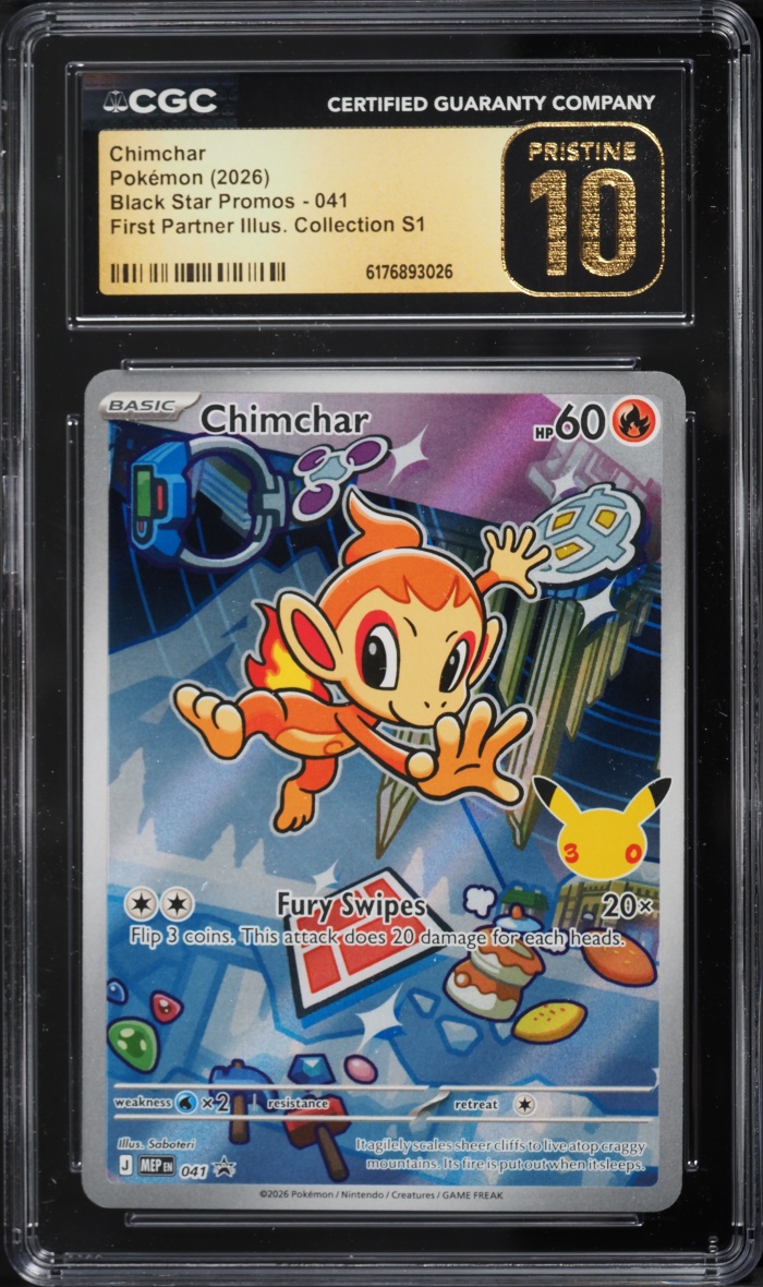 2026 Pokemon Mega Promo First Partner Illustration Full Art Chimchar #41 CGC 10 PRISTINE