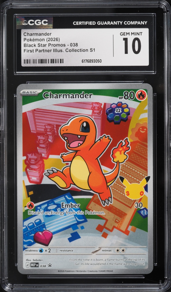 2026 Pokemon Mega Evolution Promo First Partner Illustration S1 Full Art Charmander #38 CGC 10