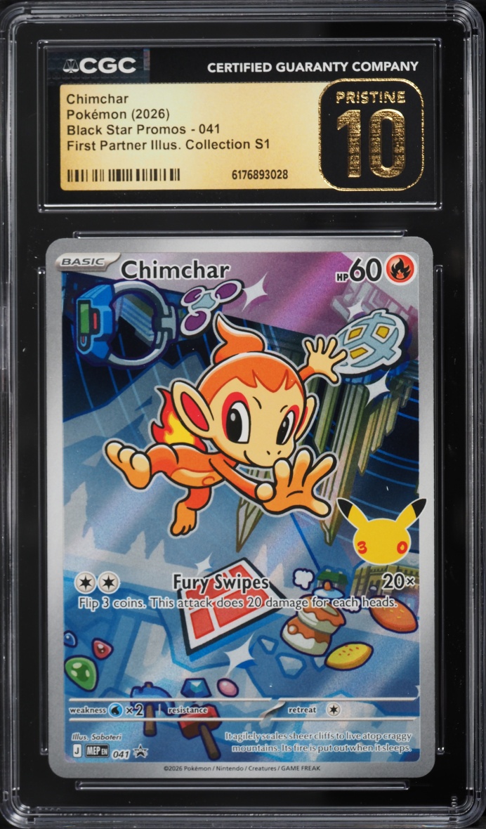 2026 Pokemon Mega Promo First Partner Illustration Full Art Chimchar #41 CGC 10 PRISTINE