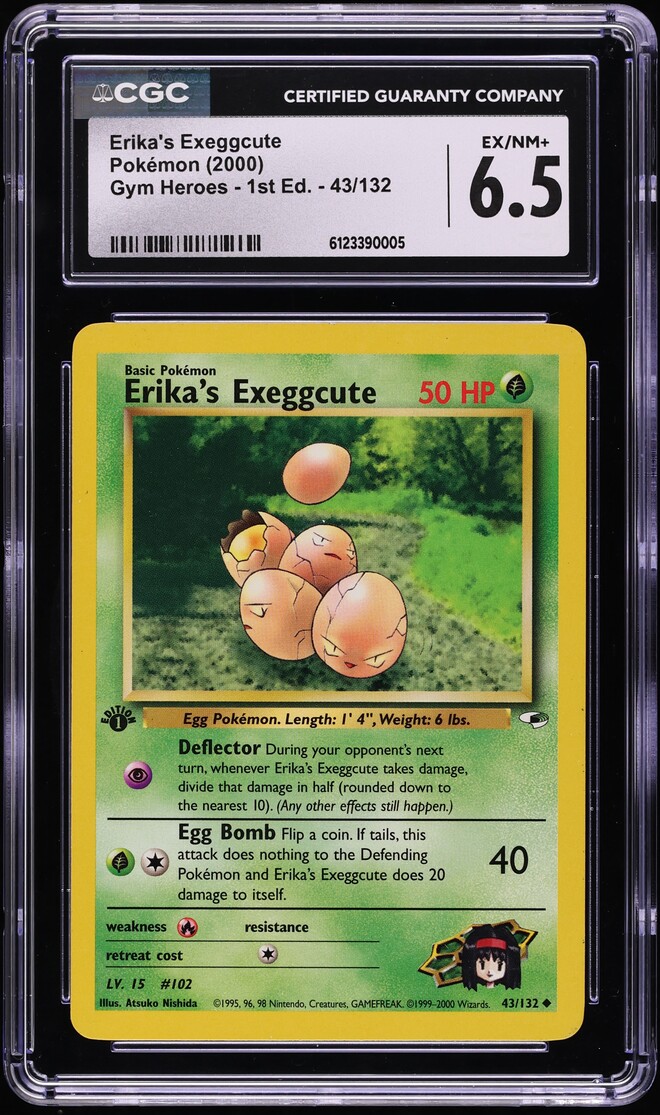2000 Pokemon Gym Heroes 1st Edition Erika's Exeggcute #43 CGC 6.5 EXMT+