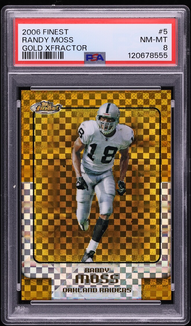 2006 Finest Gold Xfractor Randy Moss 10/10 #5 PSA 8 NM-MT - Photo 1