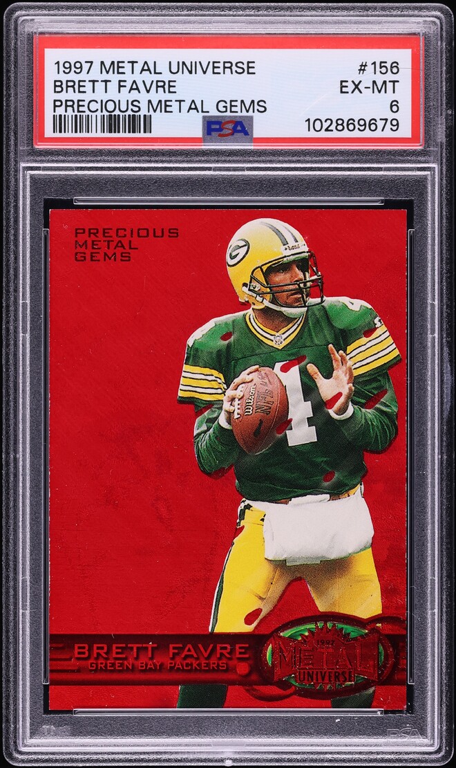 1997 Metal Universe Precious Metal Gems PMG Red Brett Favre /150 #156 PSA 6 EXMT - Photo 1