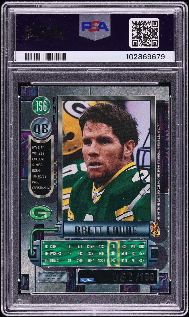 1997 Metal Universe Precious Metal Gems PMG Red Brett Favre /150 #156 PSA 6 EXMT - Photo 2