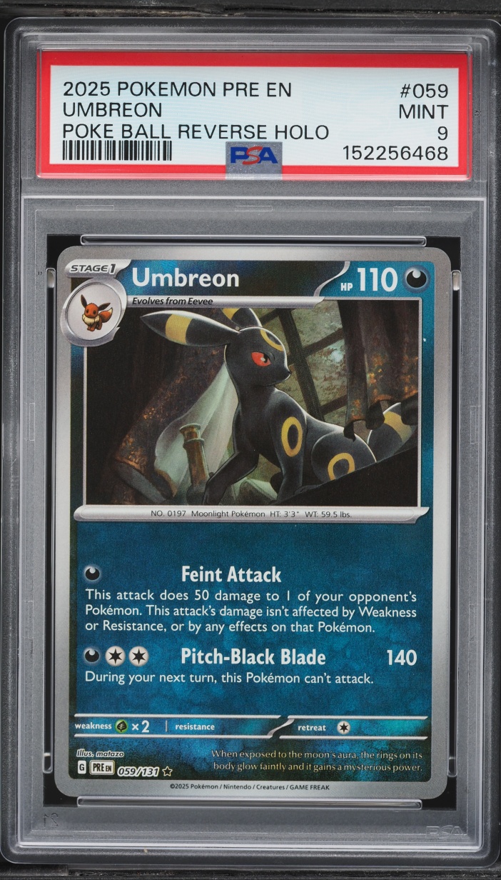 2025 Pokemon Scarlet & Violet Prismatic Evolutions Poke Ball Reverse Holo Umbreon #59 PSA 9