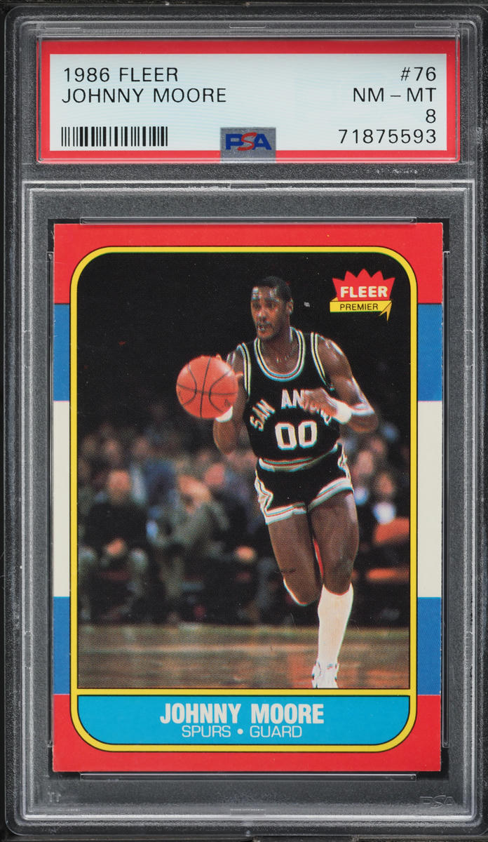 1986 Fleer Basketball Johnny Moore #76 PSA 8 NM-MT
