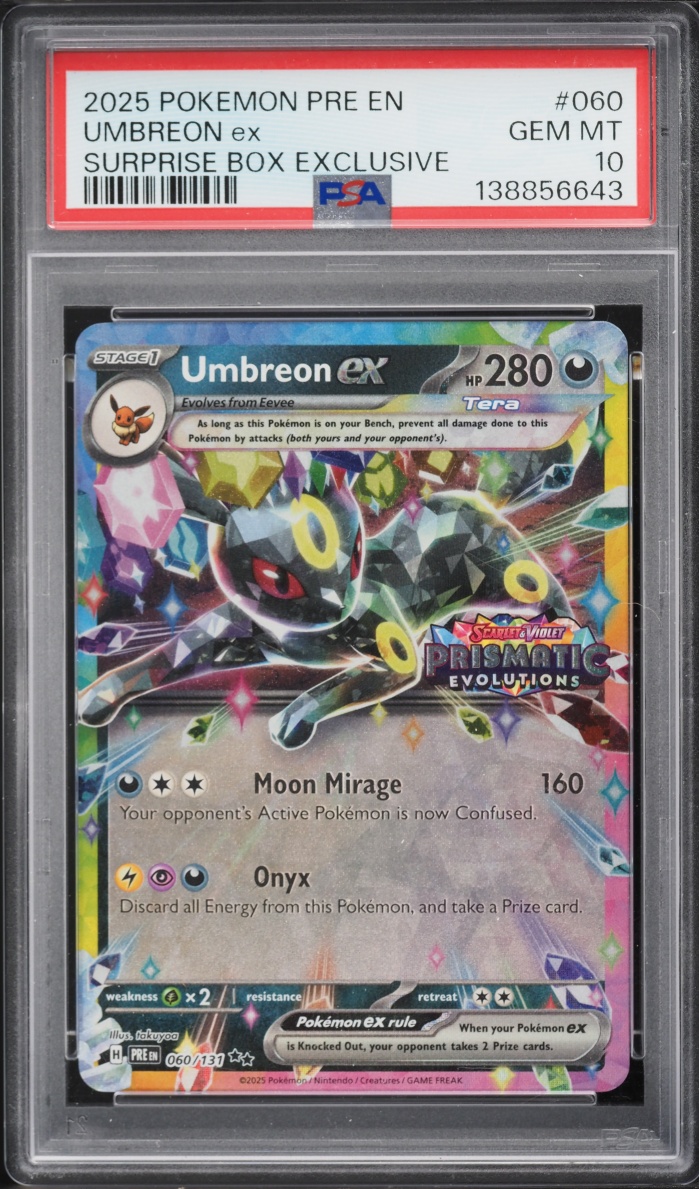 2025 Pokemon Scarlet & Violet Prismatic Evolutions Surprise Box Holo Umbreon ex #60 PSA 10 GEM
