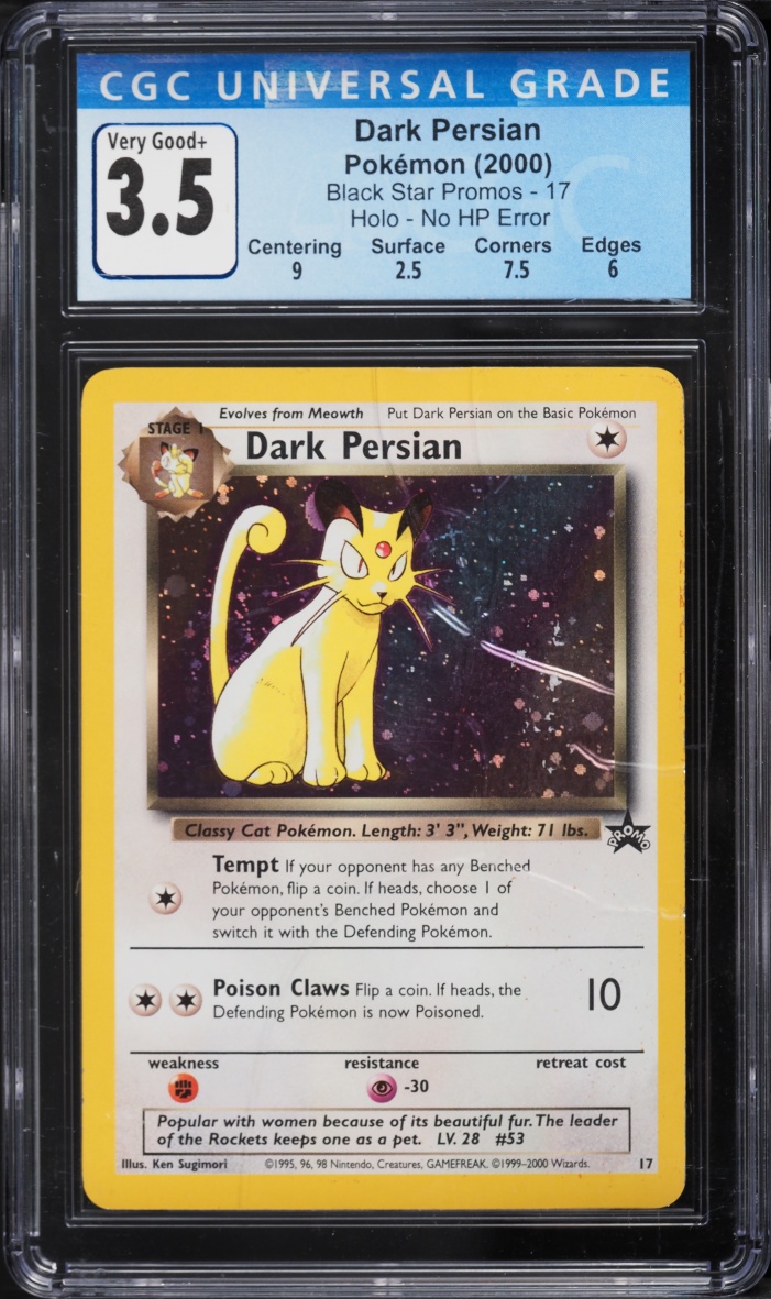 2000 Pokemon Black Star Promo Dark Persian #17 CGC 3.5 VG+
