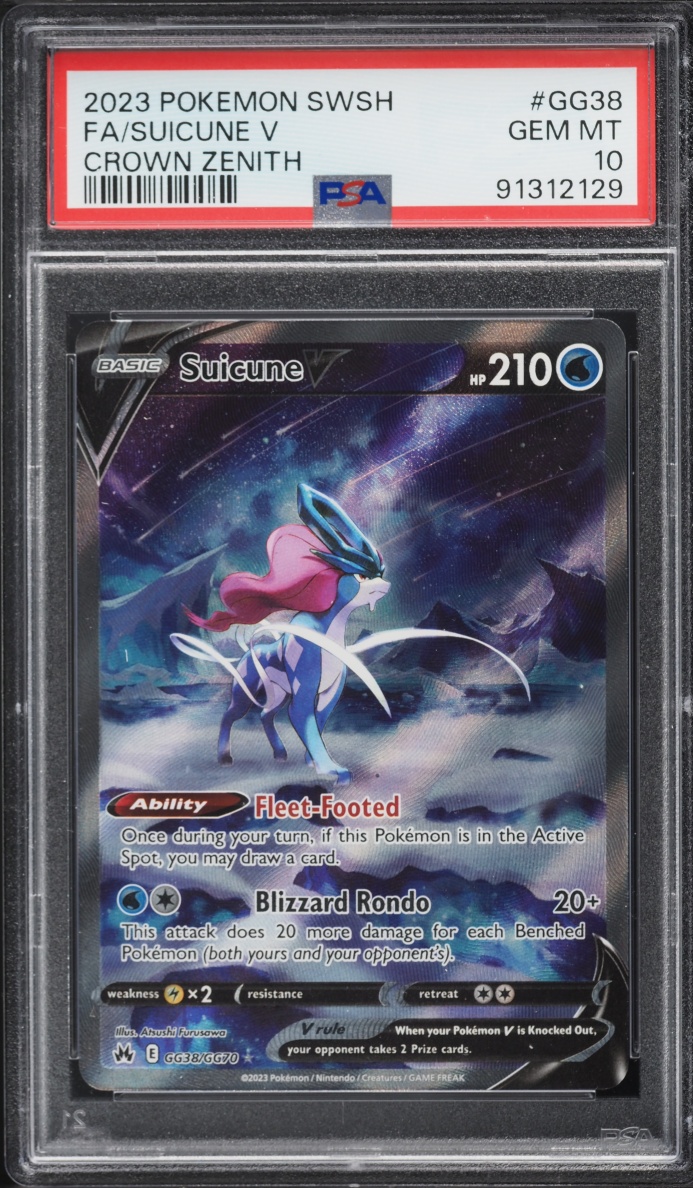 2023 Pokemon Sword & Shield Crown Zenith Full Art Suicune V #GG38 PSA 10 GEM MINT