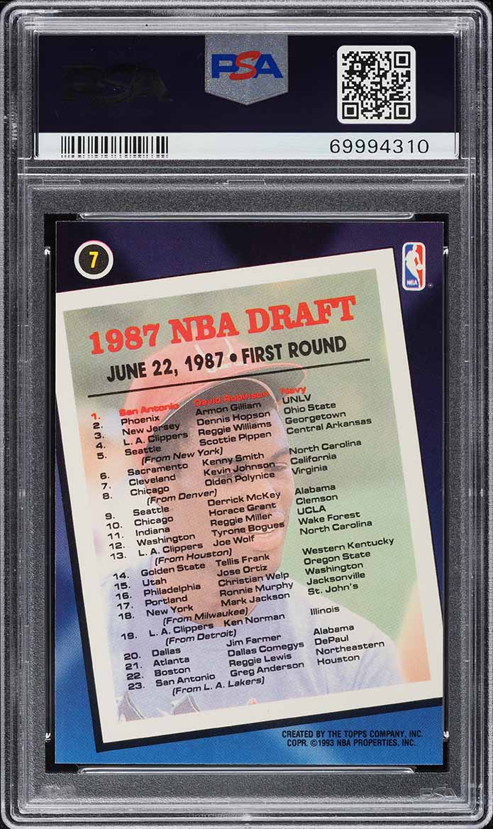 1992 Topps Archives Gold David Robinson #7 PSA 10 GEM MINT