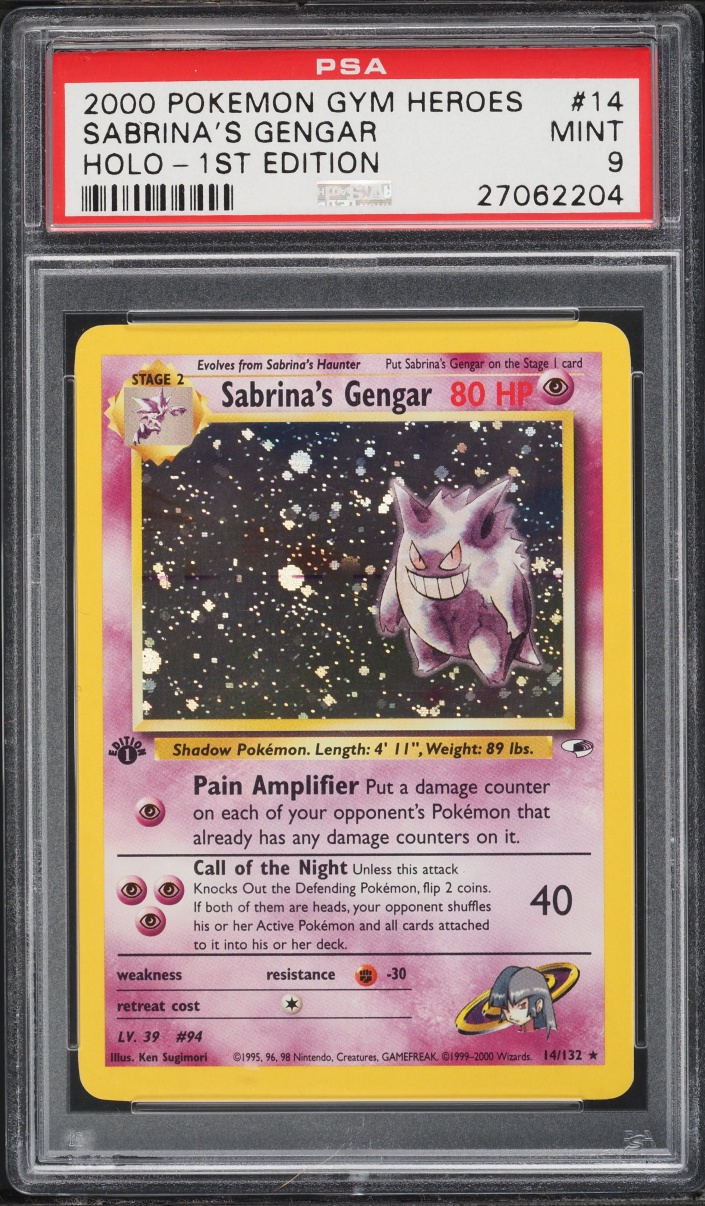 2000 Pokemon Gym Heroes 1st Edition Holo Sabrina's Gengar #14 PSA 9 MINT