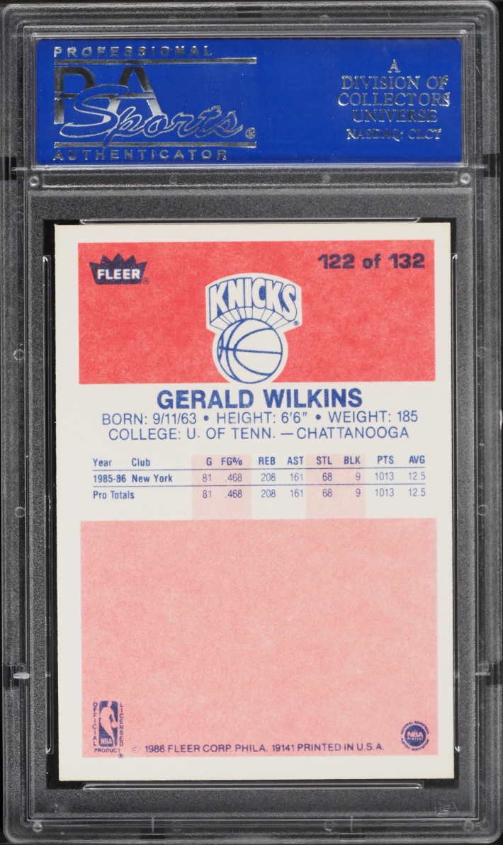 1986 Fleer Basketball Gerald Wilkins ROOKIE #122 PSA 9 MINT