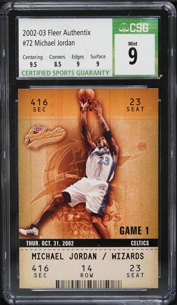 2002 Fleer Authentix Michael Jordan #72 CSG 9 MINT