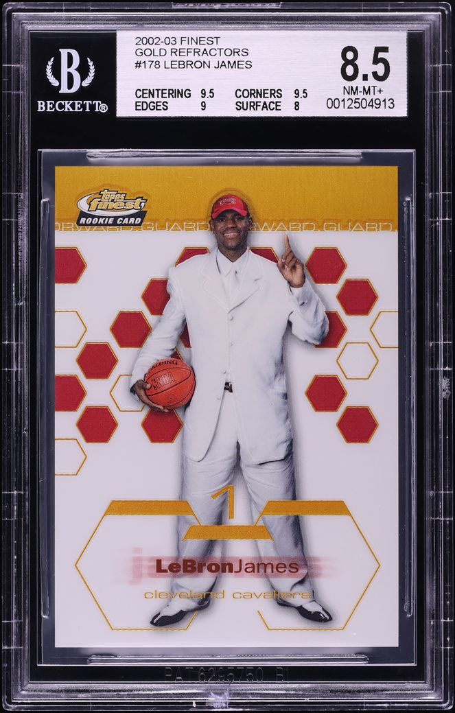 2002 Finest Gold Refractor LeBron James ROOKIE /25 #178 BGS 8.5 NM-MT+