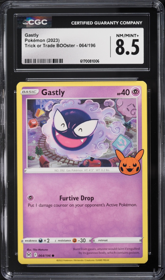 2023 Pokemon Scarlet & Violet Trick Or Trade BOOster Gastly #064 CGC 8.5 NM-MT+