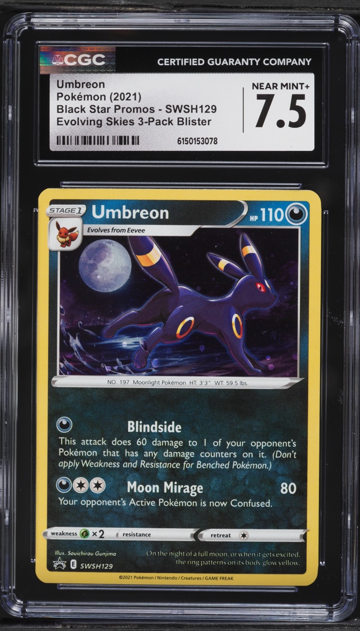 2021 Pokemon Sword & Shield Promo Evolving Skies Umbreon #SWSH129 CGC 7.5 NRMT+