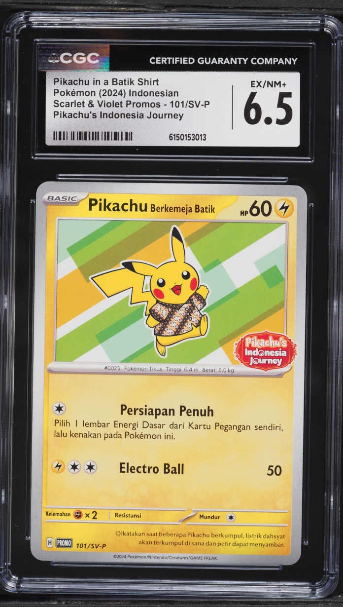 2024 Pokemon Indonesian Scarlet & Violet Promo Pikachu In A Batik Shirt #101 CGC 6.5 EXMT+