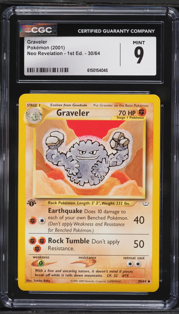 2001 Pokemon Neo Revelation 1st Edition Graveler #30 CGC 9 MINT