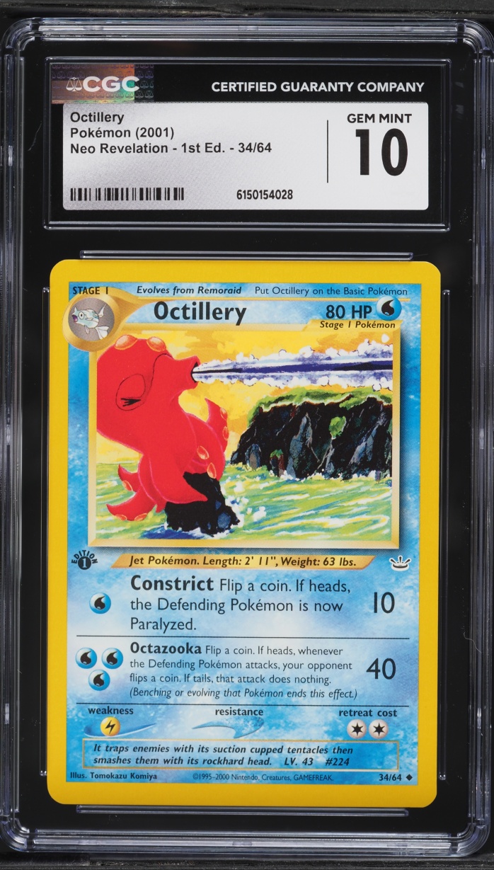 2001 Pokemon Neo Revelation 1st Edition Octillery #34 CGC 10 GEM MINT