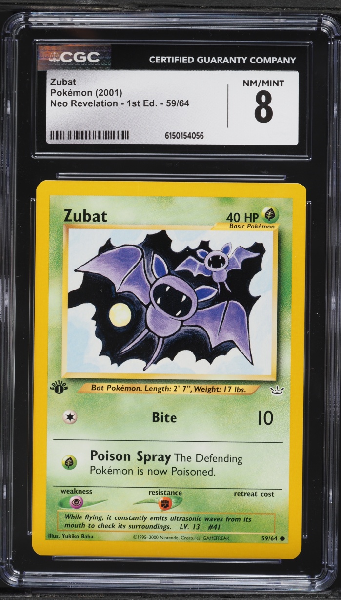 2001 Pokemon Neo Revelation 1st Edition Zubat #59 CGC 8 NM-MT