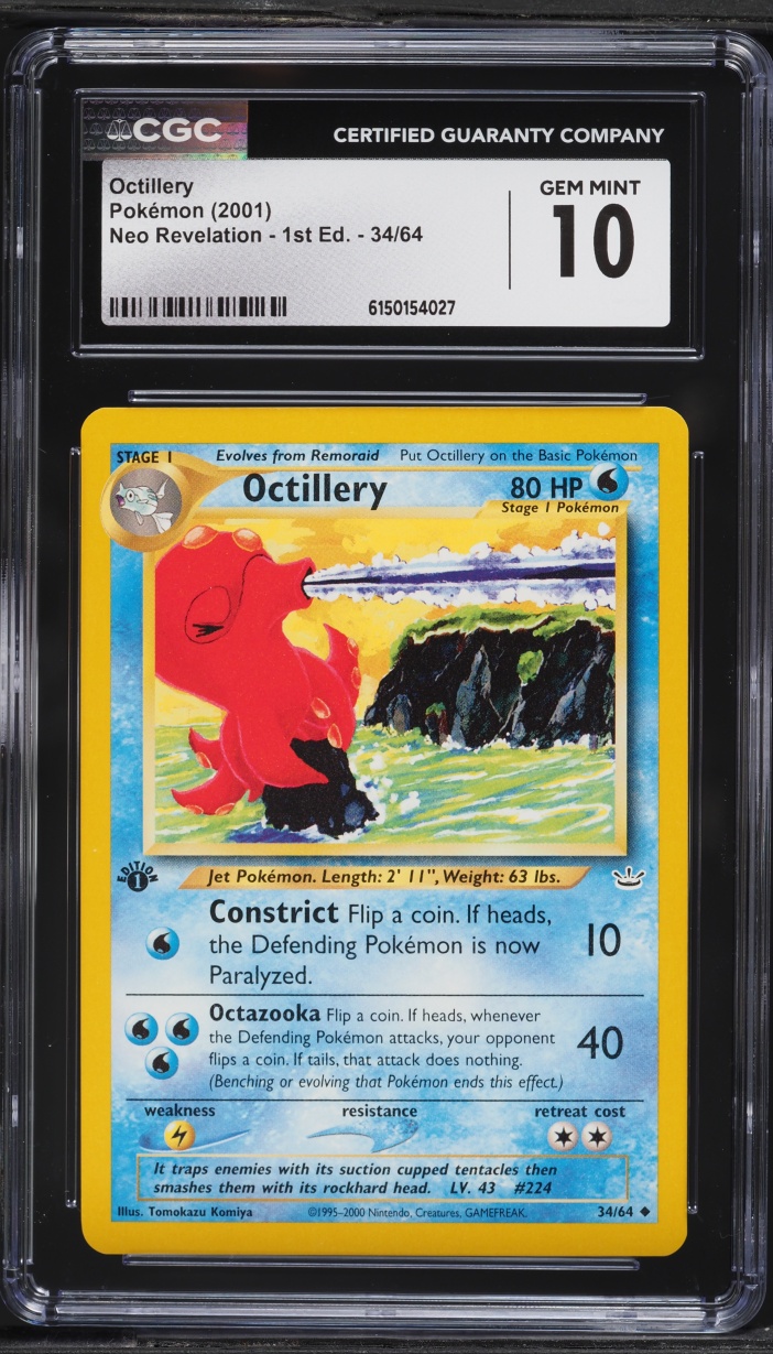 2001 Pokemon Neo Revelation 1st Edition Octillery #34 CGC 10 GEM MINT